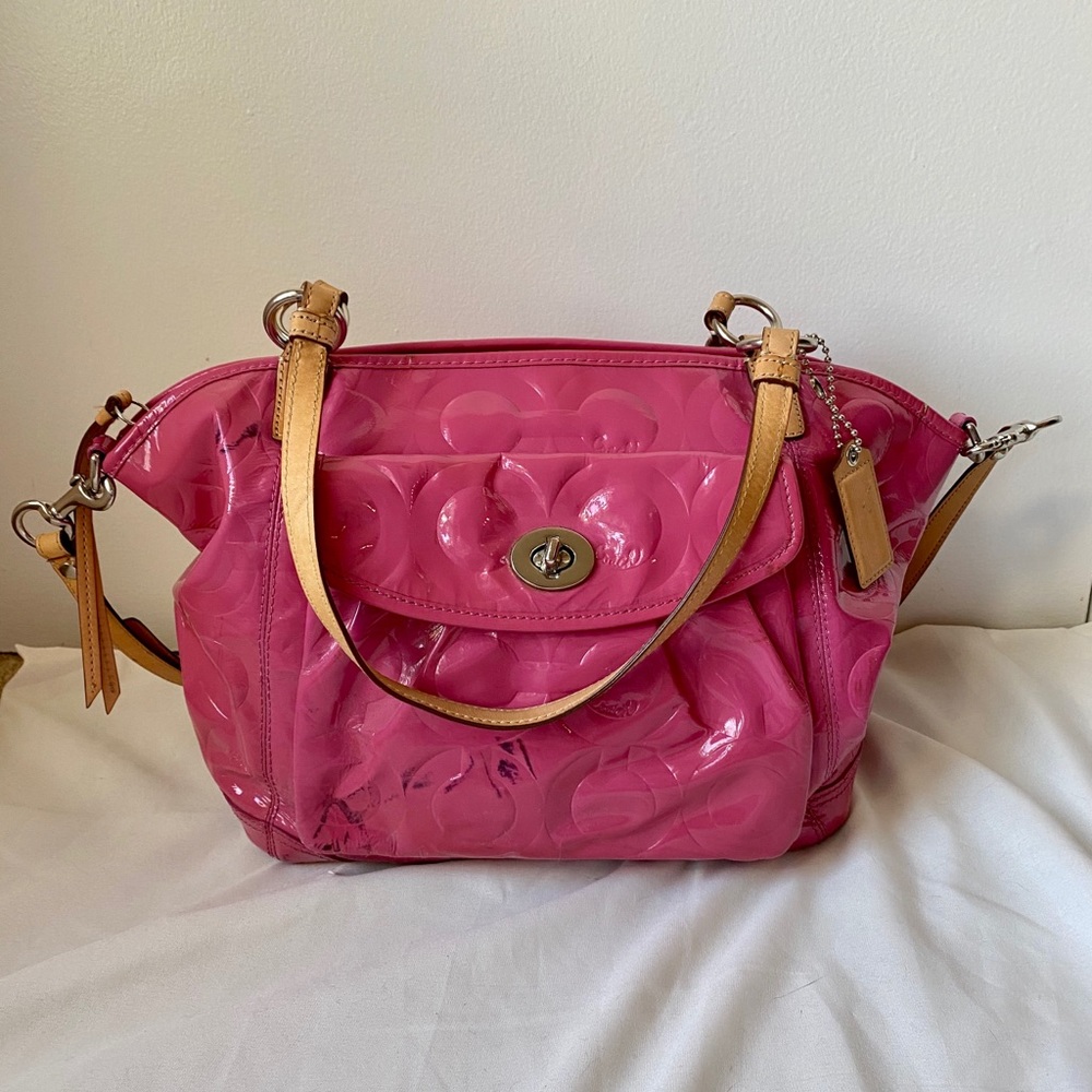 Coach Leah Pink Patent Leather Tote